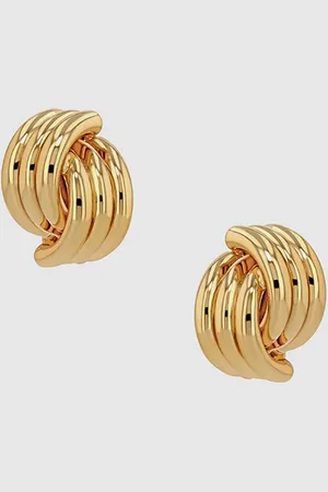 ANINE BING Small Crossover Ribbed Earrings