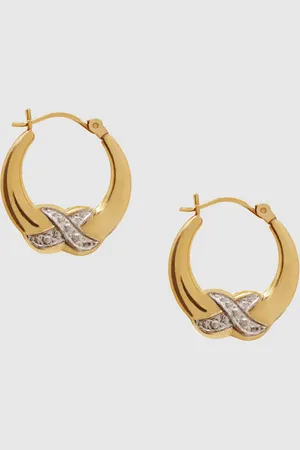 ANINE BING Diamond Cross Hoop Earrings