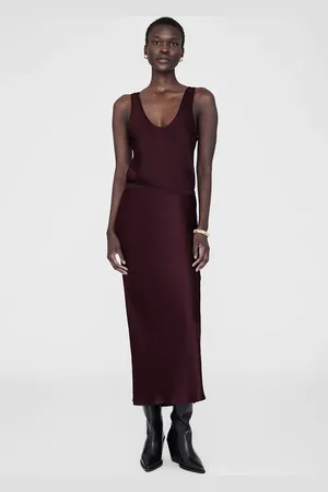 ANINE BING Bar Silk Skirt