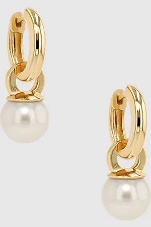 ANINE BING Chunky Hoops With Pearl Charms