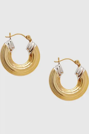 ANINE BING Two Tone Ribbed Hoop Earrings