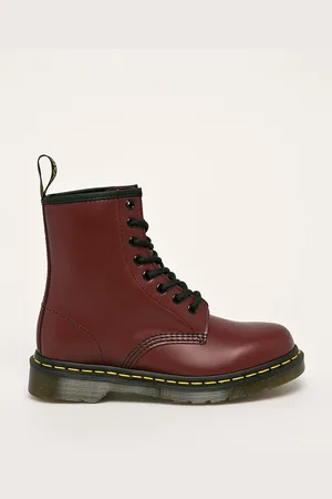 Dr. Martens Kožené workery 1460 dámské, vínová barva, na platformě