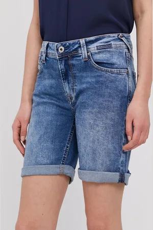 Pepe Jeans Džínové šortky dámské, hladké, medium waist