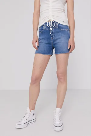 Pepe Jeans Džínové šortky Mary Archive dámské, hladké, high waist