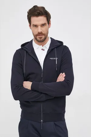 Armani Exchange Mikina pánská, tmavomodrá barva, s potiskem, 8NZM95 ZJKRZ NOS