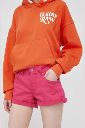 Pepe Jeans Džínové šortky Siouxie dámské, barva, hladké, high waist