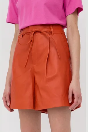 Gestuz Kožené šortky dámské, barva, hladké, high waist