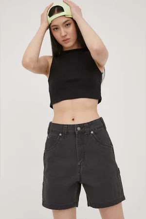 Dickies Džínové šortky dámské, barva, hladké, high waist