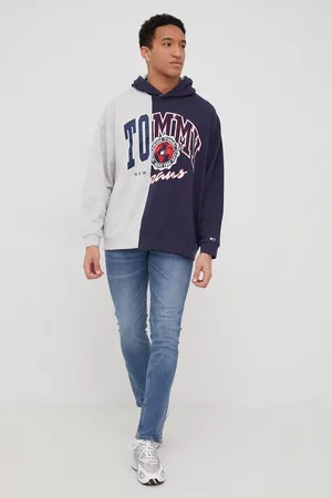 Tommy Hilfiger Bavlněná mikina pánská, tmavomodrá barva, melanžová