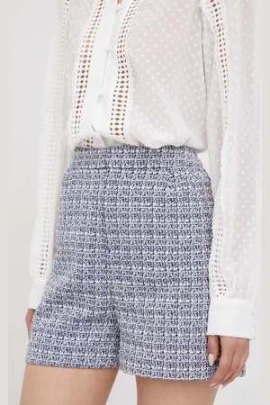 Benetton Kraťasy dámské, tmavomodrá barva, vzorované, high waist