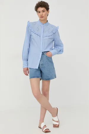 Gestuz Džínové šortky dámské, hladké, high waist