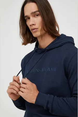 Bruuns Bazaar Bavlněná mikina pánská, tmavomodrá barva, s aplikací