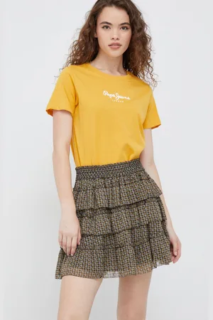 Pepe Jeans Sukně barva, mini, áčková