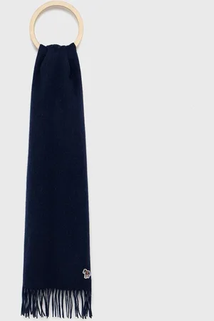 Paul Smith Vlněná šála tmavomodrá barva