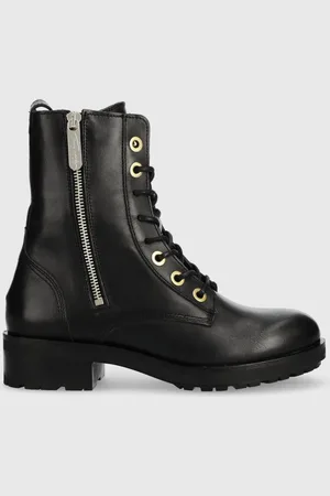 Tommy Hilfiger Kožené workery Th Essentials Biker Boot dámské, barva, na plochém podpatku, zateplené