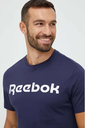 Reebok Bavlněné tričko tmavomodrá barva, s potiskem, GN5378.100042355