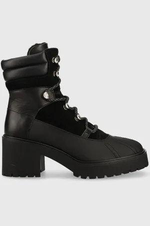 Tommy Hilfiger Kožené kotníkové boty Heel Laced Outdoor Boot dámské, barva, na podpatku, lehce zateplené