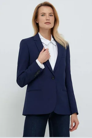 Paul Smith Plátěná bunda tmavomodrá barva, jednořadá, hladká