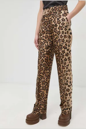 RED Valentino Hedvábné kalhoty dámské, barva, široké, high waist