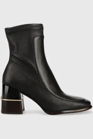 Tory Burch Kožené kotníkové boty Multi Logo dámské, barva, na podpatku