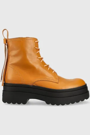 RED Valentino Kožené kotníkové boty dámské, barva, na platformě