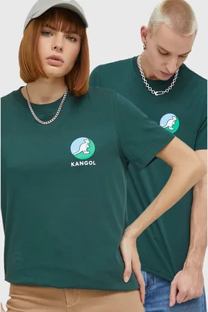 Kangol Bavlněné tričko zelená barva, s potiskem