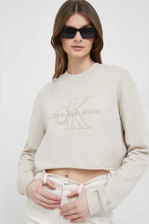 Calvin Klein Bavlněná mikina dámská, barva, s aplikací