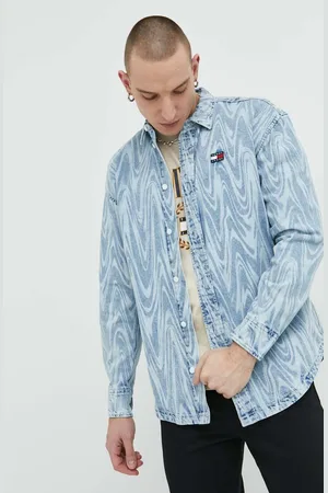Tommy Hilfiger Džínová košile pánská, relaxed, s klasickým límcem