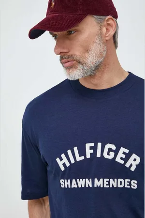 Tommy Hilfiger Tričko x Shawn Mendes tmavomodrá barva, s potiskem