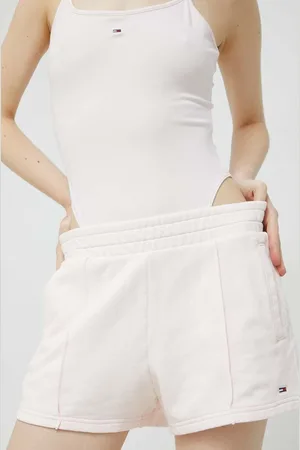 Tommy Hilfiger Bavlněné šortky barva, hladké, high waist