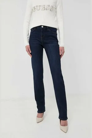 Morgan Džíny PDROIT dámské, tmavomodrá barva, high waist, PDROIT