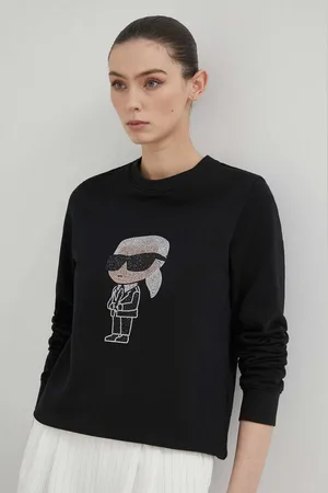 Karl Lagerfeld Bavlněná mikina dámská, barva, s aplikací