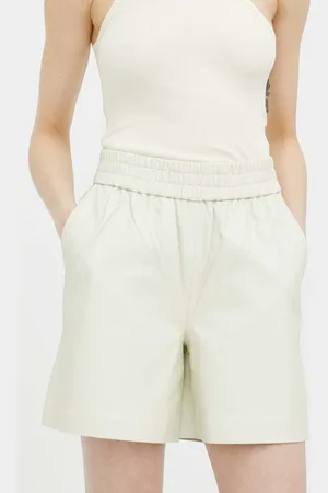 Herskind Kožené šortky Lava dámské, barva, hladké, high waist