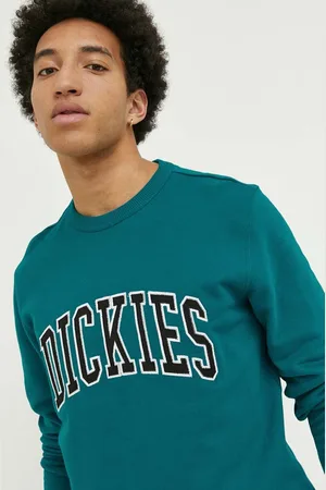 Dickies Bavlněná mikina pánská, zelená barva, s aplikací