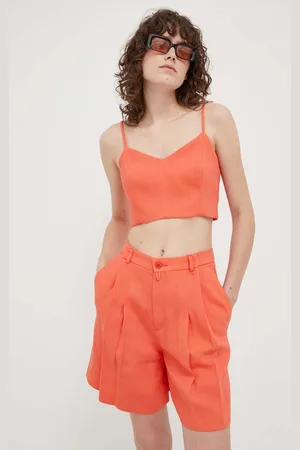 Drykorn Plátěné kraťasy barva, hladké, high waist