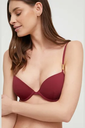 Calvin Klein Plavková podprsenka vínová barva