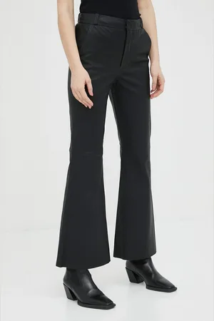 By Malene Birger Kožené kalhoty Evyn dámské, barva, zvony, high waist