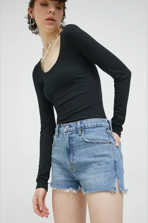Abercrombie & Fitch Džínové šortky dámské, hladké, high waist