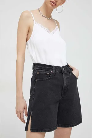 Abercrombie & Fitch Džínové šortky dámské, barva, hladké, high waist