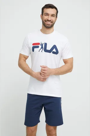 Fila Bavlněné pyžamo tmavomodrá barva, s potiskem