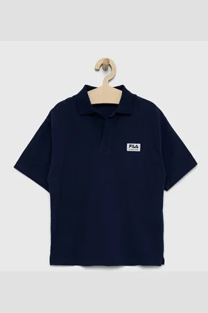 Fila Dětská bavlněná polokošile tmavomodrá barva, s aplikací