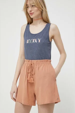 Roxy Bavlněné šortky barva, hladké, high waist