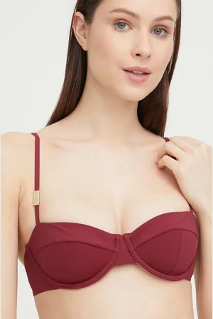 Calvin Klein Plavková podprsenka vínová barva