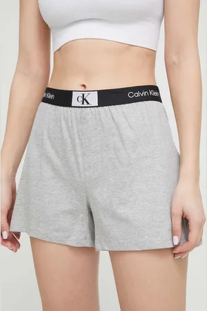 Calvin Klein Společenské bavlněné šortky barva, s potiskem, high waist