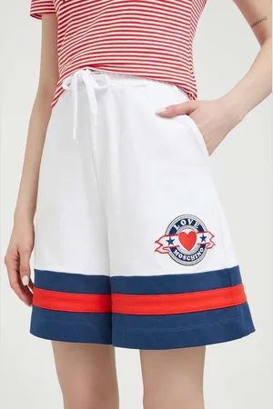 Moschino Bavlněné šortky barva, s aplikací, high waist