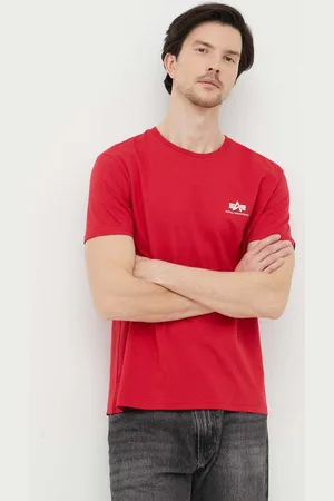 Alpha Industries Bavlněné tričko barva, s potiskem, 188505.328-SpeedRed