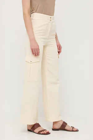 Patrizia Pepe Kalhoty s příměsí lnu high waist