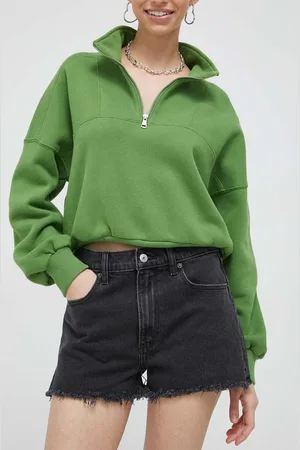 Abercrombie & Fitch Džínové šortky dámské, barva, hladké, high waist