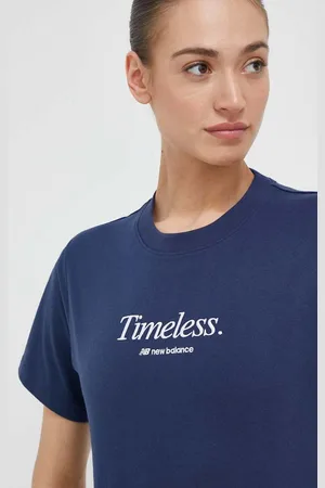 New Balance Bavlněné tričko tmavomodrá barva