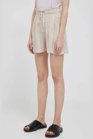 Deha Plátěné kraťasy barva, hladké, high waist